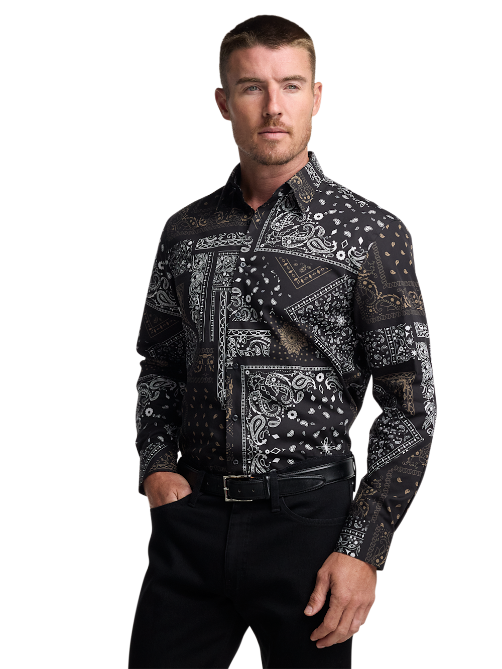 Alternate Image of Cotton Paisley Point Collar Casual Shirt-2