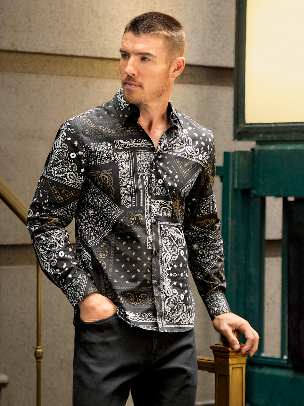 Alternate Image of Cotton Paisley Point Collar Casual Shirt-8