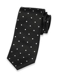 Dot Woven Silk Tie - Black
