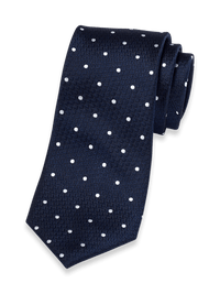 Dot Woven Silk Tie - Navy