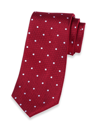 Dot Woven Silk Tie - Red