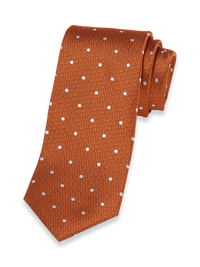 Dot Woven Silk Tie - Orange