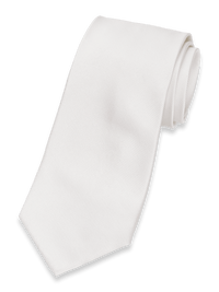 Solid Twill Woven Silk Tie - White