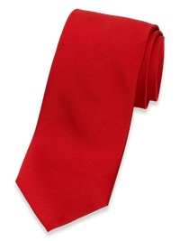 Solid Twill Woven Silk Tie - Red