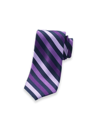 Stripe Woven Silk Tie - Purple/navy