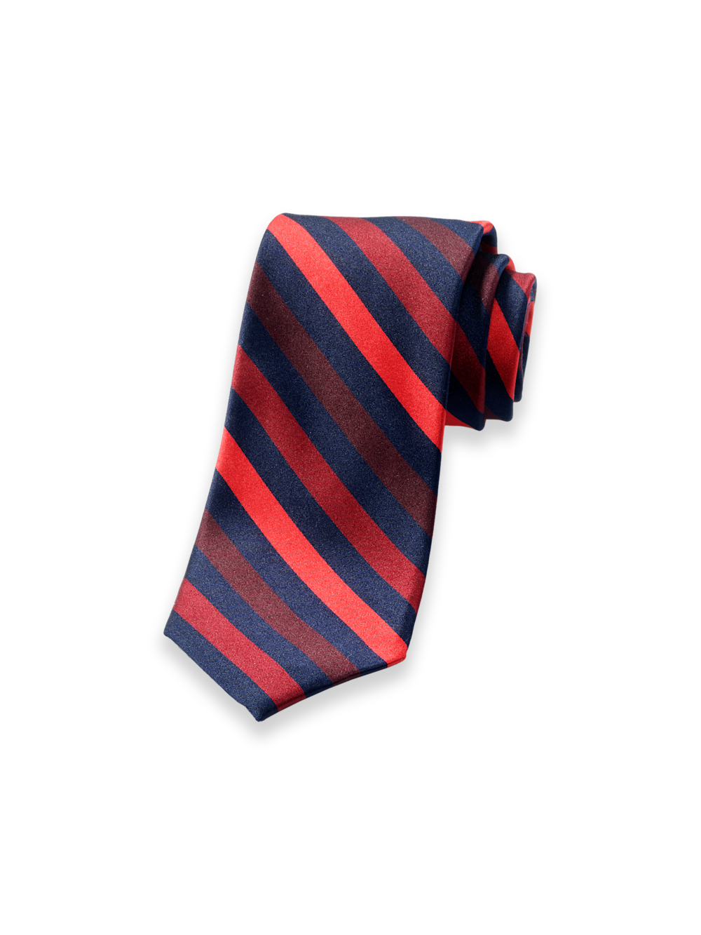 Product Image of Stripe Woven Silk Tie-Red/Navy