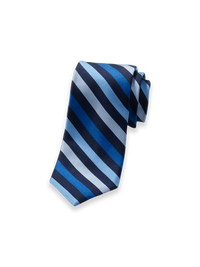 Stripe Woven Silk Tie - Blue/navy