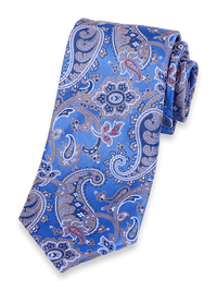 Paisley Woven Silk Tie - Blue