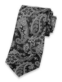 Paisley Woven Silk Tie - Black