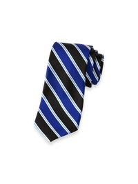 Stripe Woven Silk Tie - Blue/black