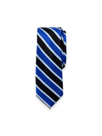 Stripe Woven Silk Tie - Blue/black