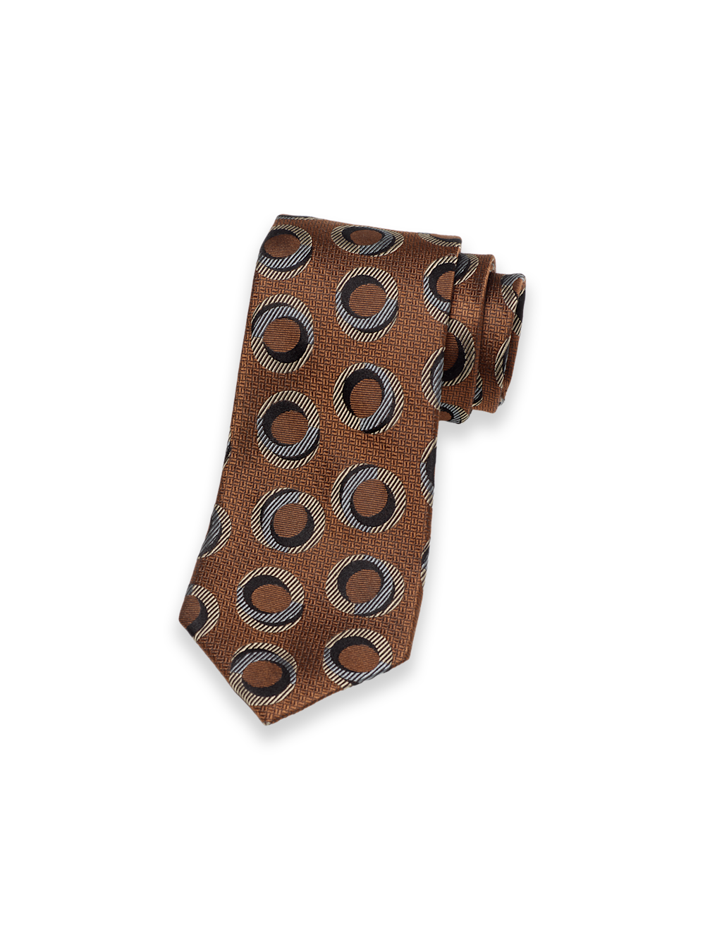 Product Image of Circles Woven Silk Tie-Brown