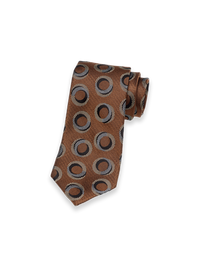Circles Woven Silk Tie - Brown