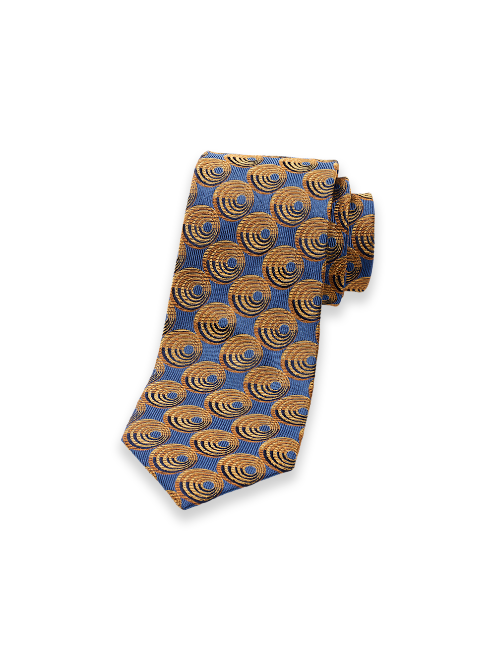 Product Image of Circles Woven Silk Tie-Blue/Gold