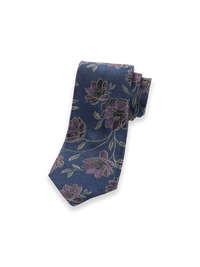 Floral Woven Silk Tie - Blue/purple