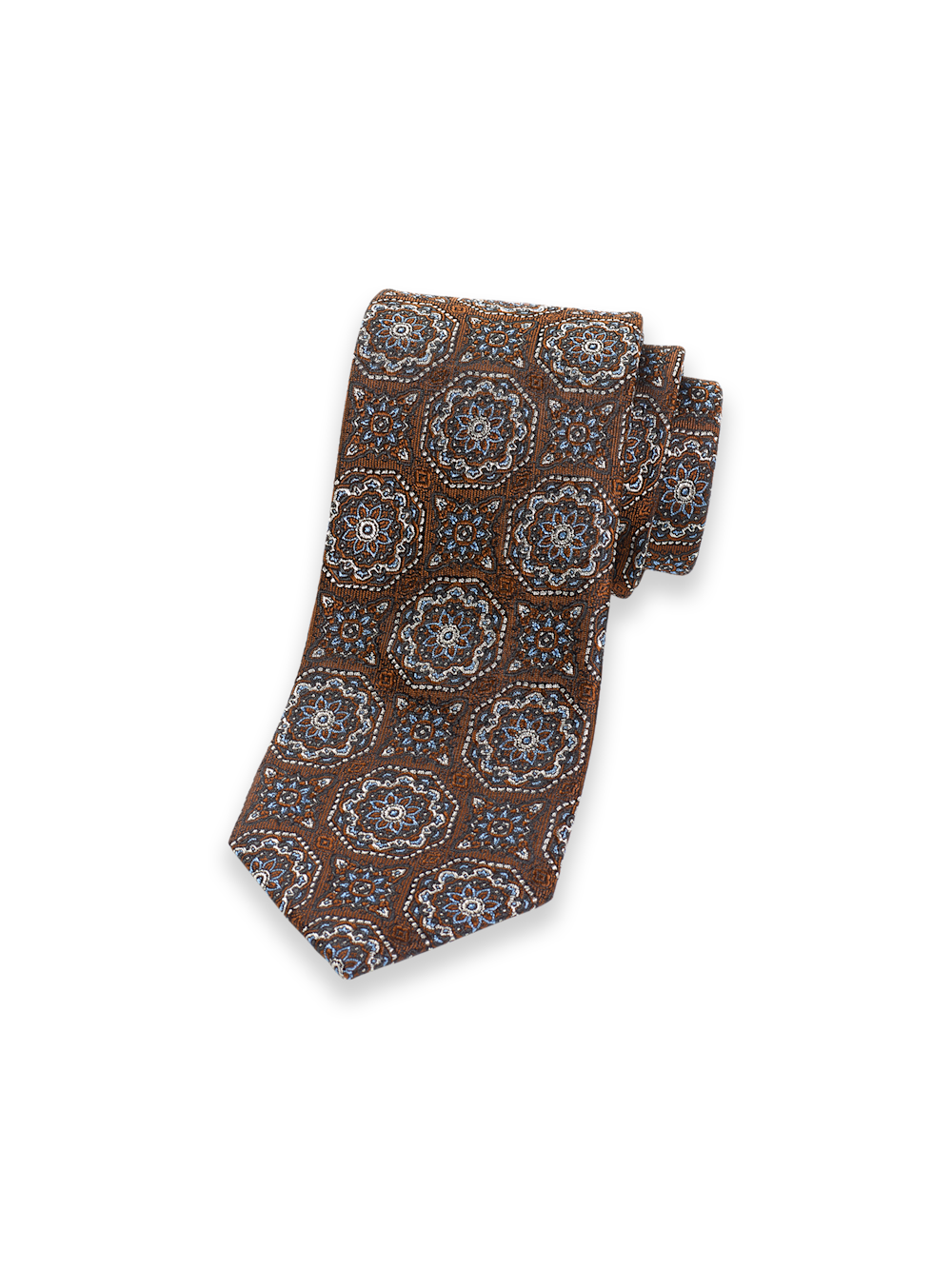 Product Image of Medallion Woven Silk Tie-Brown Multi