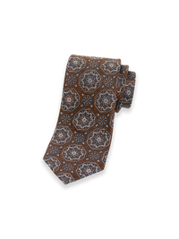 Medallion Woven Silk Tie - Brown Multi