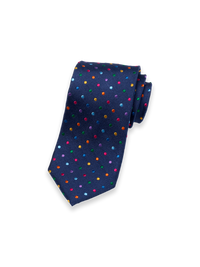 Dot Woven Silk Tie - Navy Multi