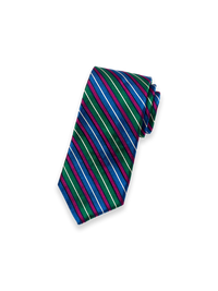 Stripe Woven Silk Tie - Green/blue
