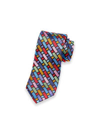 Geometric Woven Silk Tie - Multi