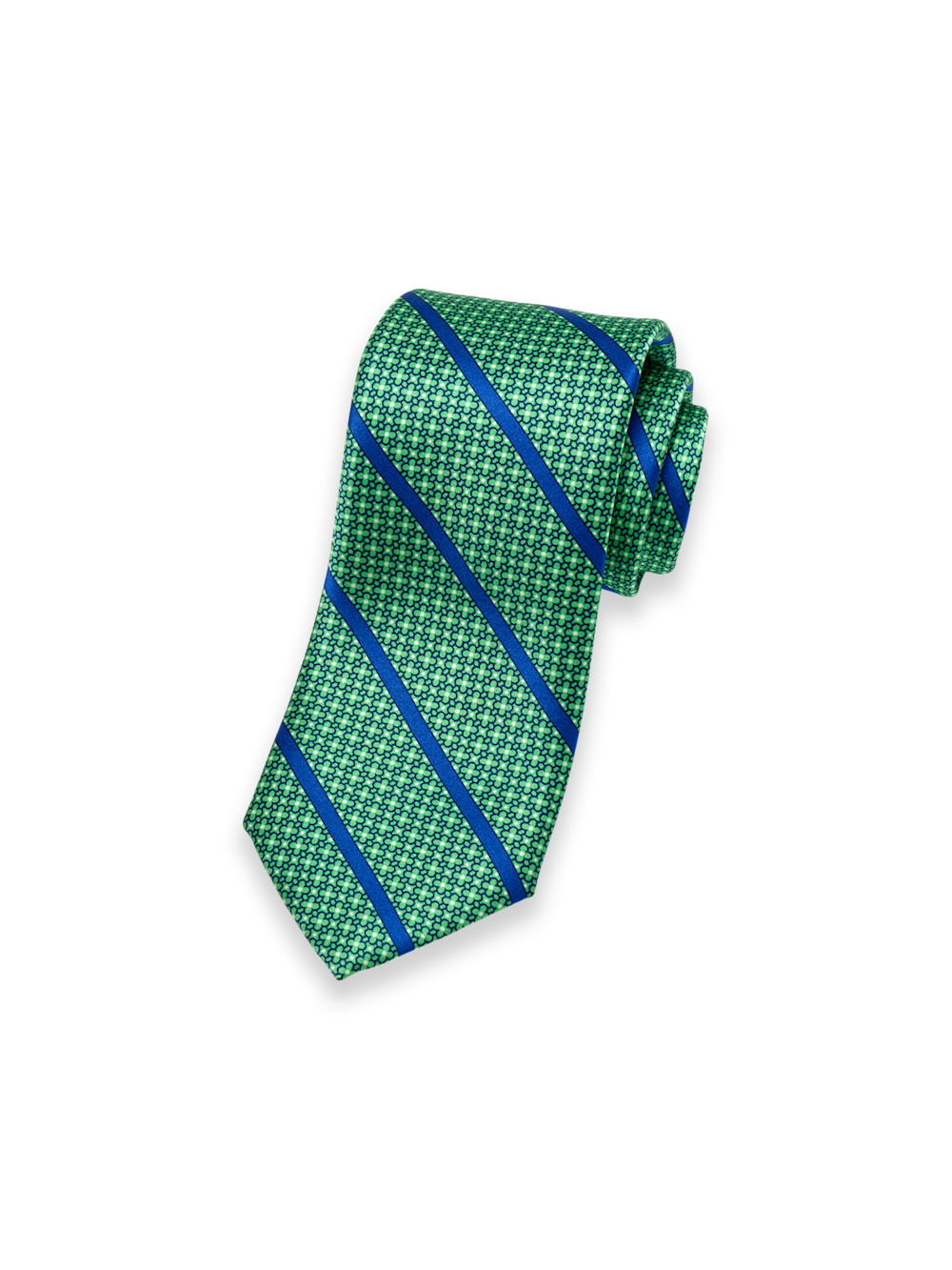Product Image of Stripe Printed Italian Silk Tie-Green/Blue