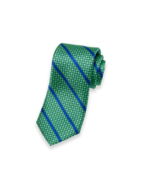 Stripe Printed Italian Silk Tie - Green/blue