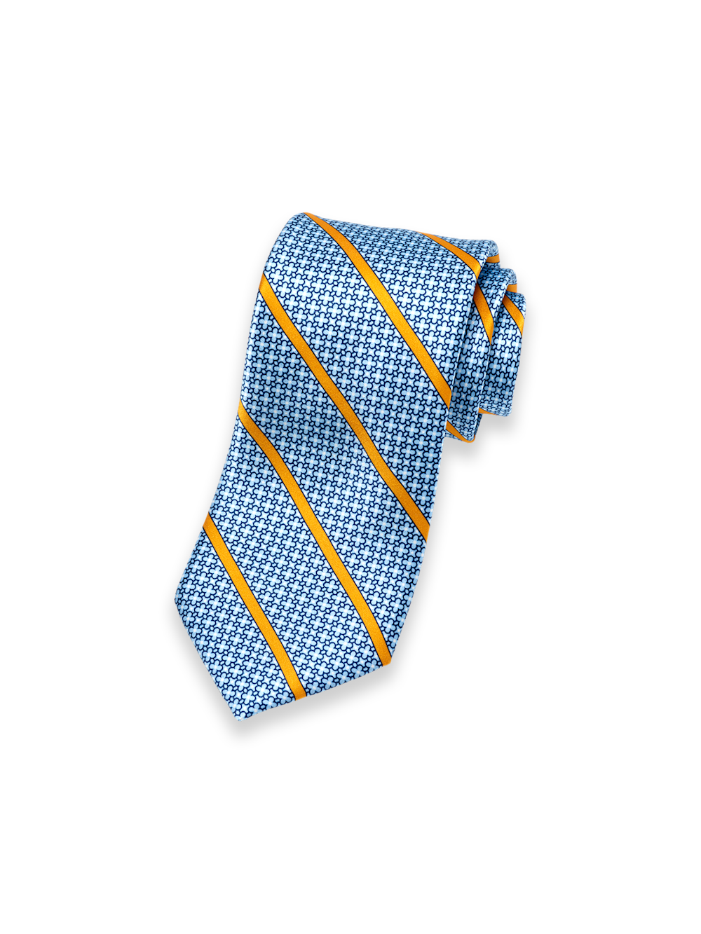 Product Image of Stripe Printed Italian Silk Tie-Blue/Yellow