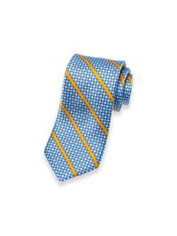 Stripe Printed Italian Silk Tie - Blue/yellow