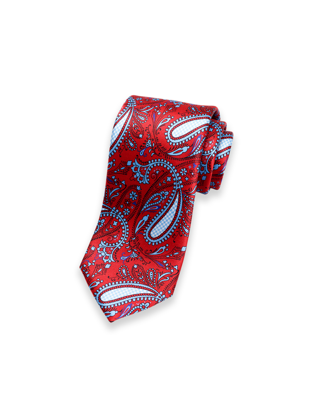 Product Image of Paisley Printed Italian Silk Tie-Red