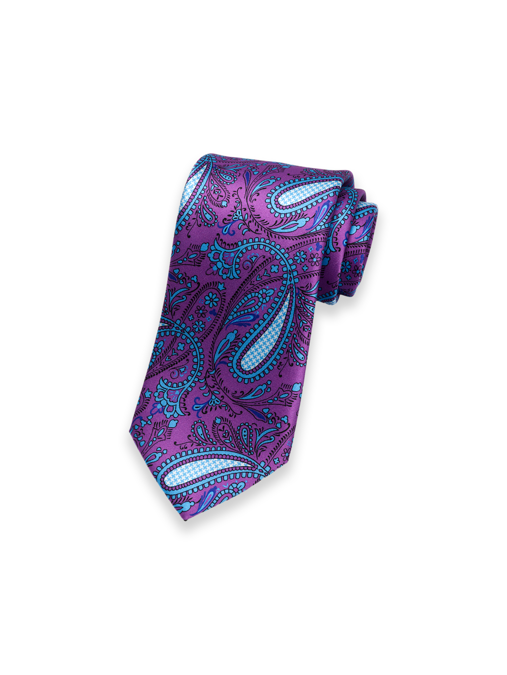 Product Image of Paisley Printed Italian Silk Tie-Purple
