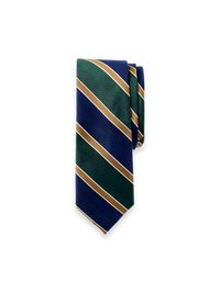 Stripe Woven Silk Tie - Green/navy