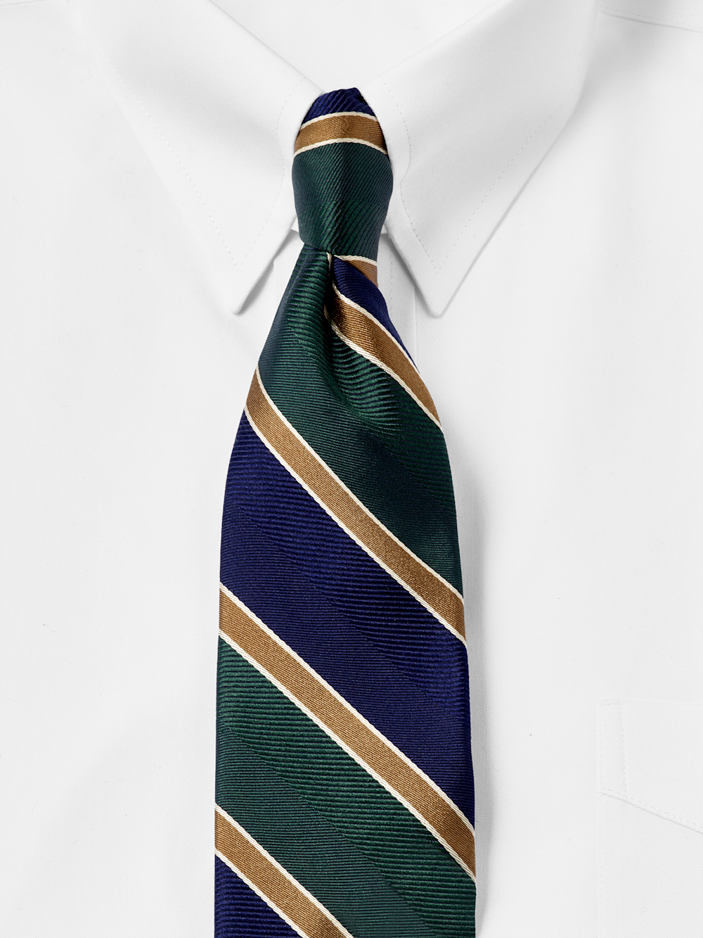 Alternate Shot of Men's Green/Navy Stripe Neckwear  - 1