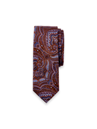 Paisley Woven Silk Tie - Navy/orange