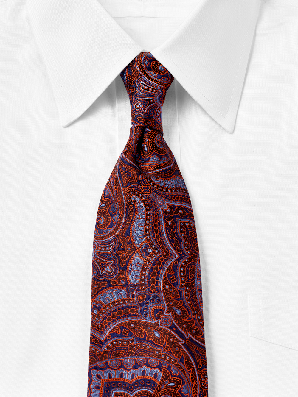 Alternate Shot of Men's Navy/Orange Pattern Neckwear  - 1