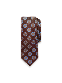 Medallion Woven Silk Tie - Brown/blue
