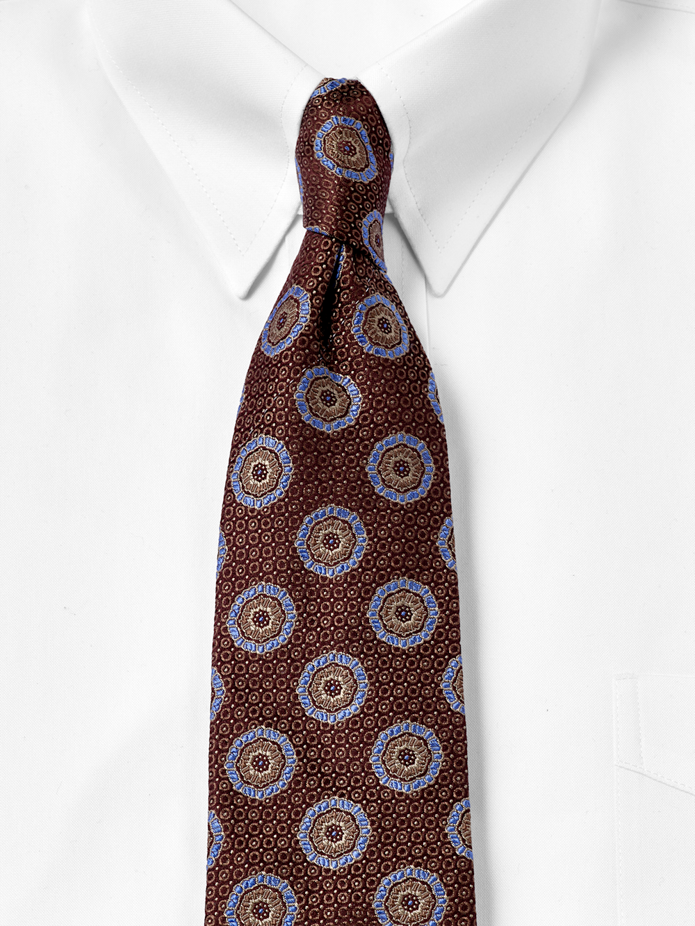Alternate Shot of Men's Brown/Blue Medallion Neckwear  - 1