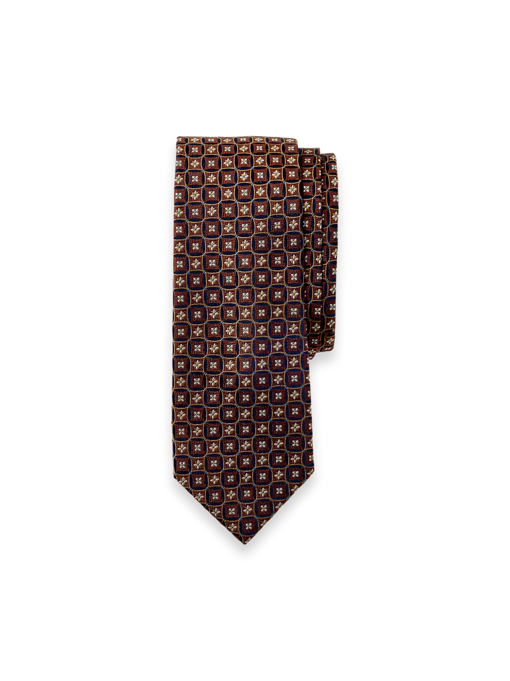 Men's Brown/Navy Geometric Neckwear 