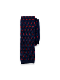 Dot Knit Silk Tie - Navy/red