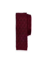 Geometric Knit Silk Tie - Red