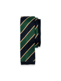 Stripe Knit Silk Tie - Green Multi