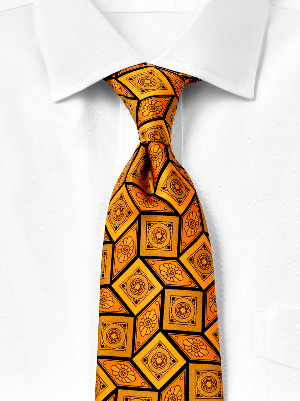 Alternate Shot of Men's Orange Medallion Neckwear  - 1