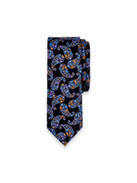 Paisley Italian Printed Silk Tie - Black Multi