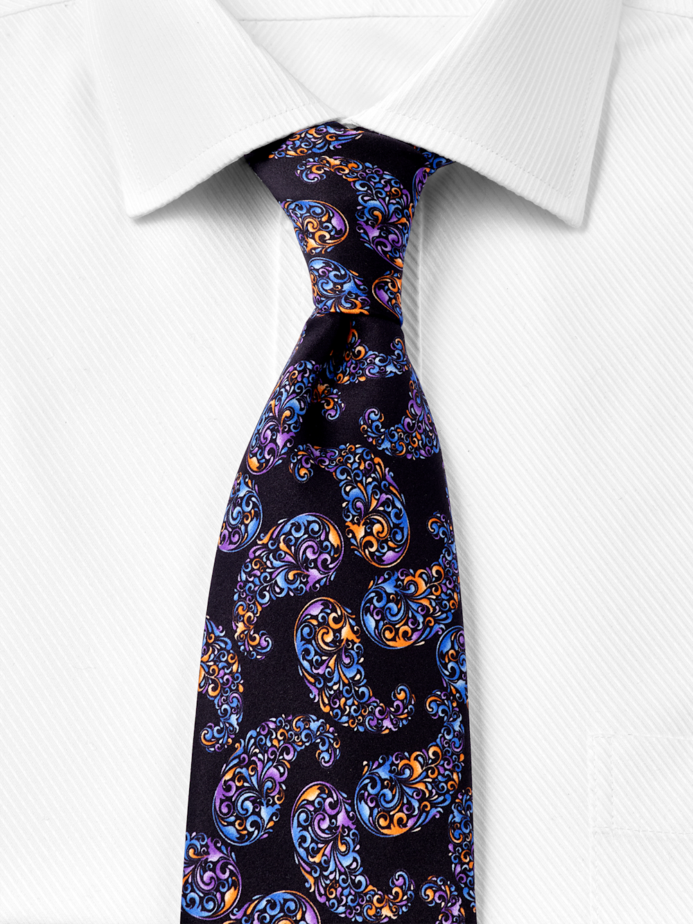 Alternate Shot of Men's Black Multi Pattern Neckwear  - 1