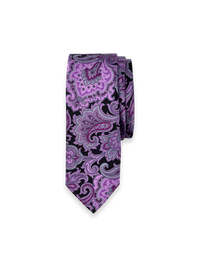 Paisley Italian Printed Silk Tie - Purple/black