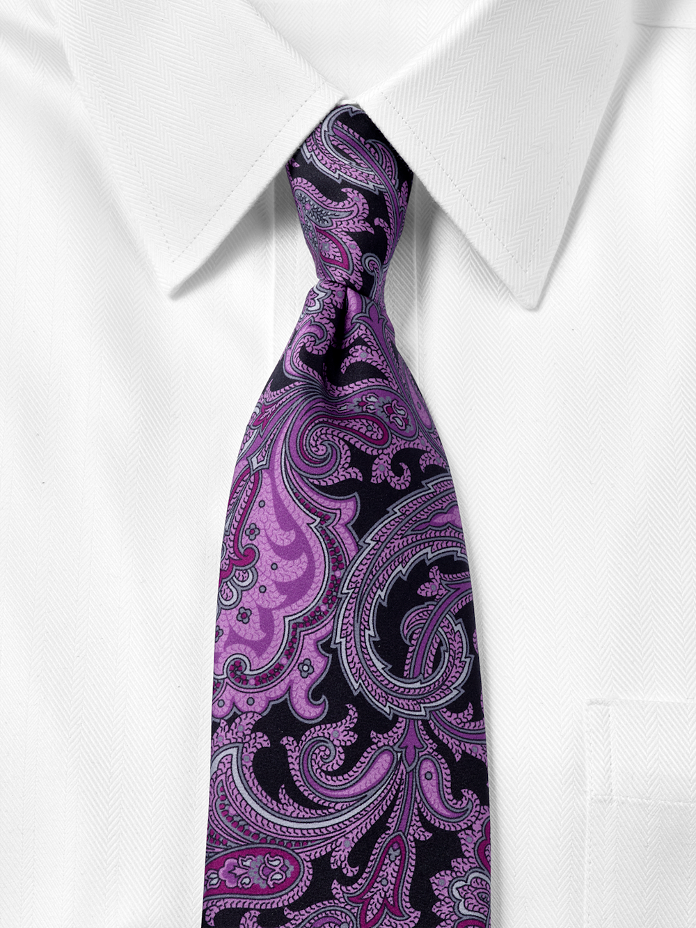 Alternate Shot of Men's Purple/Black Pattern Neckwear  - 1