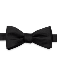 Solid Woven Silk Pre-Tied Bow Tie - Black