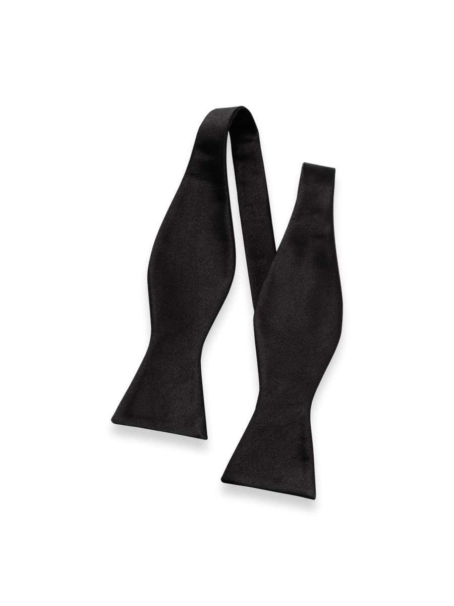 Solid Woven Silk Self-Tie Bow Tie - Black – Paul Fredrick