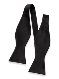 Solid Woven Silk Self-Tie Bow Tie - Black