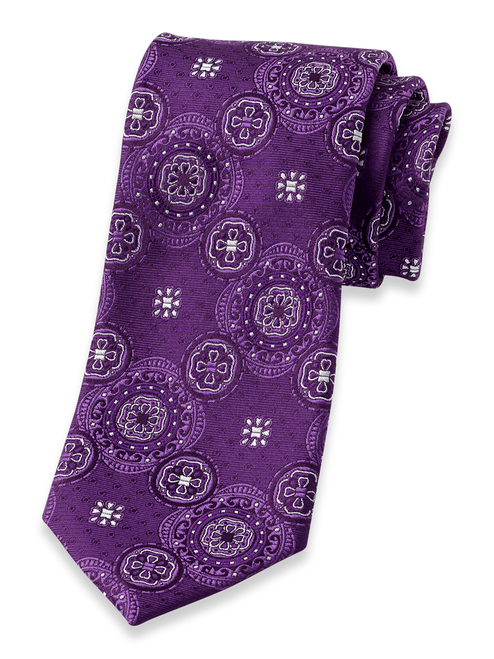 Product Image of Medallion Woven Silk Tie-Purple