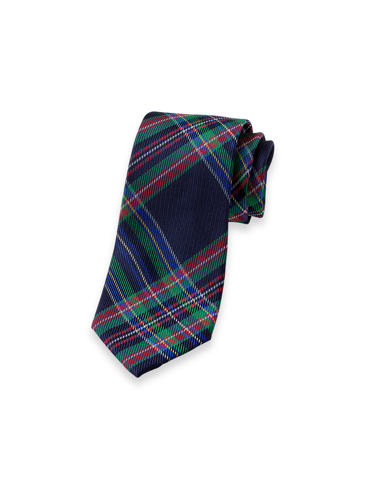 Tartan Plaid Woven Silk Tie - Navy Multi